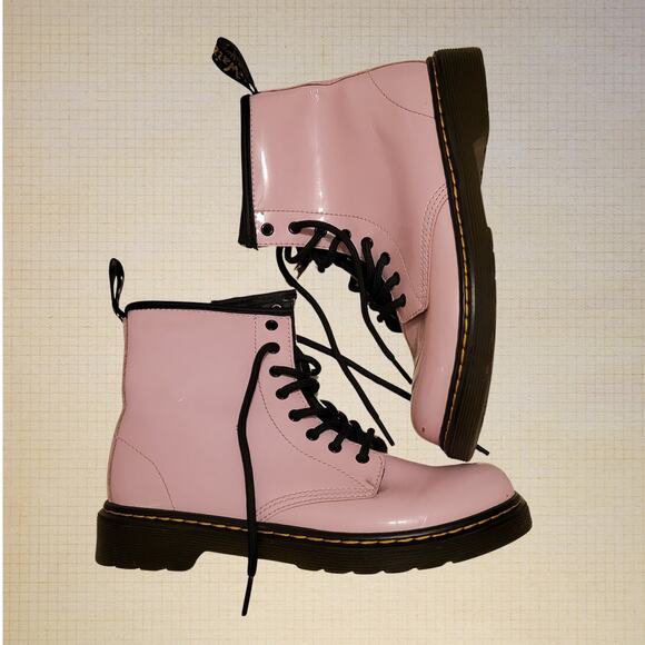 Dr. Martens 1460 Pascal Boots Pastel Pink Lace-Up Combat Boots with Side Zipper - Picture 1 of 11